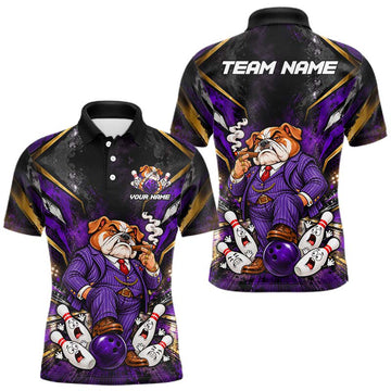 Maxcorners Funny Bulldog Bowling Shirt, Custom Bowling Shirts for Men Bowling Team Jersey Bowling League