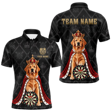 Maxcorners Custom Funny Crown Golden Retriever Dart Team Shirts for Men Dartboard League Jerseys LM2709