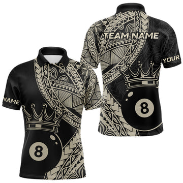 Maxcorners Custom Black and Gold Tribal 8 Ball Pool Billiard Shirt for Men Billiard League Polo & 1/4 Zip