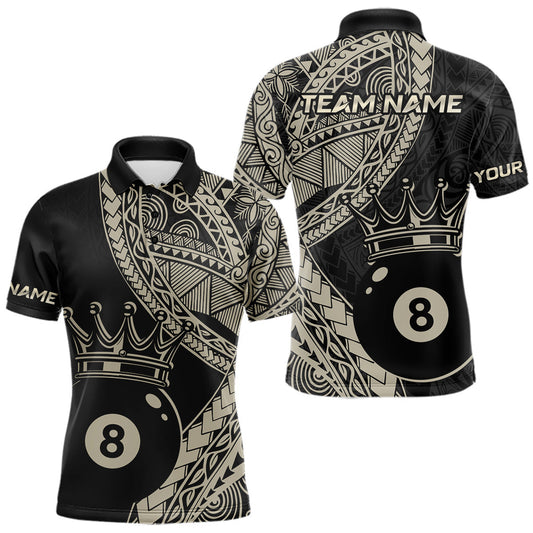 Maxcorners Custom Black and Gold Tribal 8 Ball Pool Billiard Shirt for Men Billiard League Polo & 1/4 Zip