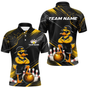 Maxcorners Custom Funny Duck Bowling Jersey for Men Bowling Uniform Bowling Team Shirts Polo &1/4 Zip LM2806