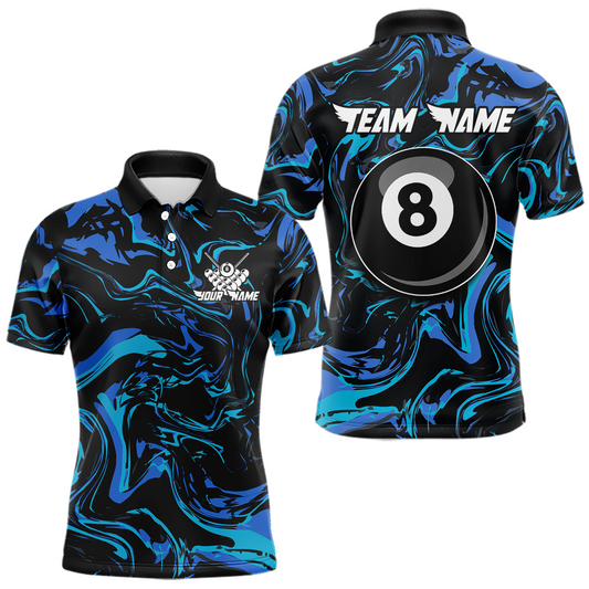 Maxcorners Teal-Turquoise 8 Ball Custom Billiard Shirts For Men Billiard Team Jerseys Billiard League