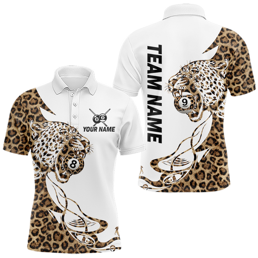 Maxcorners Custom Leopard 8 Ball & 9 Ball Billiard Shirt for Men Billiard Team Jersey Billiard League LM0106