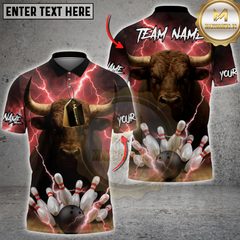 Maxcorners Bowling Lightning Bull Multicolor Customized Name, Team Name 3D Shirts