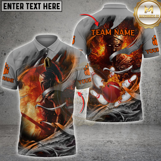 Maxcorners Bowling Warrior Flame  Multicolor Customized Name, Team Name 3D Shirt