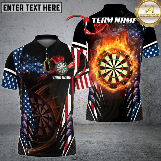Maxcorners American Flag Darts Personalized Name 3D Unisex Shirt