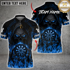 Maxcorners Darts Flaming Skull Dark Fire Style Multicolor Customized Name, Team Name 3D Shirt