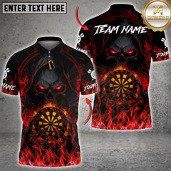 Maxcorners Darts Flaming Skull Dark Fire Style Multicolor Customized Name, Team Name 3D Shirt