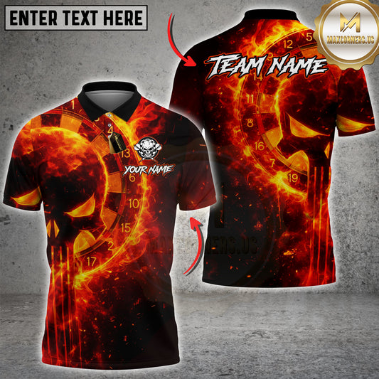 Maxcorners Darts Flaming Skull Dartboard Multicolor Customized Name, Team Name 3D Shirt