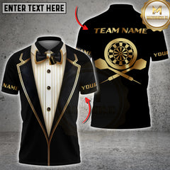 Maxcorners Darts Luxury Tuxedo Gold Dartboard Personalized Name 3D Unisex Shirt