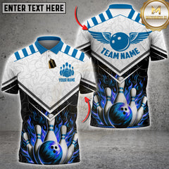 Maxcorners Bowling Fire Wings Strike Design Multicolor Customized Name, Team Name 3D Shirt