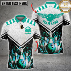 Maxcorners Bowling Fire Wings Strike Design Multicolor Customized Name, Team Name 3D Shirt
