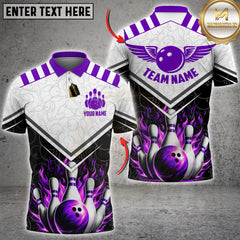 Maxcorners Bowling Fire Wings Strike Design Multicolor Customized Name, Team Name 3D Shirt