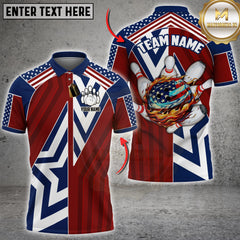 Maxcorners Bowling USA Flag Fire Ball Design Personalized Name 3D Unisex Shirt
