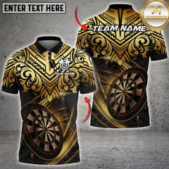 Maxcorners Darts Luxury Gold Tribal Pattern Dartboard Multicolor Customized Name, Team Name 3D Shirt