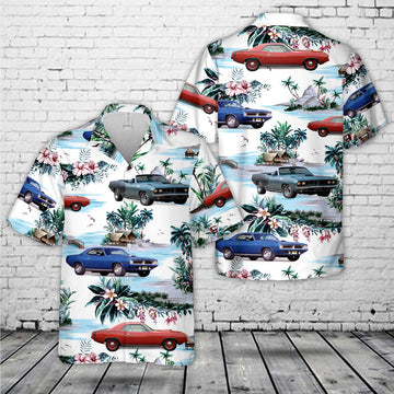 Maxcorners Personalized American 1970 Muscle Car Hawaiian Shirt, Custom Photo Car Aloha Shirts