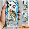 Maxcorners Bass Fishing Light Blue Camo Sport Personalized Name Phone Case LM1812