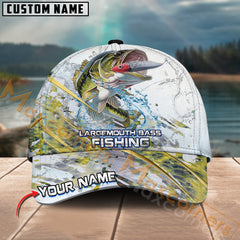 Maxcorners Bass Fishing Gold Premium Skinfish Pattern Sport Pattern Personalized Name 3D Cap MT78