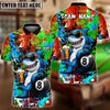 Maxcorners Billiards 8 Ball Graffiti Pool Shark Drinking Beer Personalized Name Shirt (4 Colors)