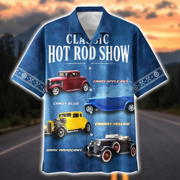 Maxcorners Retro Hot Rod Car Lover - Personalized Car Hawaiian Shirt - Custom Photo Car Aloha Shirts (Up to 4 photos)
