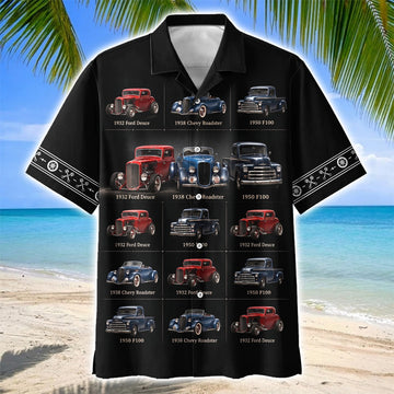 Maxcorners Personalized "Retro Hot Rod Legends" Hawaiian Shirt, Custom Photo Car Aloha Shirts (Up to 9 photos)