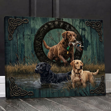 Maxcorners Hunting Dogs Three Labrador Retrievers Celtic Knot Wilderness Canvas Wall Art