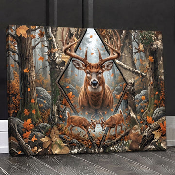 Maxcorners Deer Hunting Majestic Buck Autumn Forest Wildlife Hunting Decor Canvas Wall Art