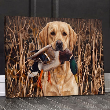 Maxcorners Labrador Yellow RetrieverDuck Hunting Dog Rustic Hunting Scene Canvas Wall Art