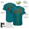 Maxcorners Custom Teal Black Pinstripe Black-Old Gold Authentic Baseball Jersey LM2605