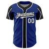 Maxcorners Custom Royal White-Black 3 Colors Arm Shapes Authentic Baseball Jersey LM2605