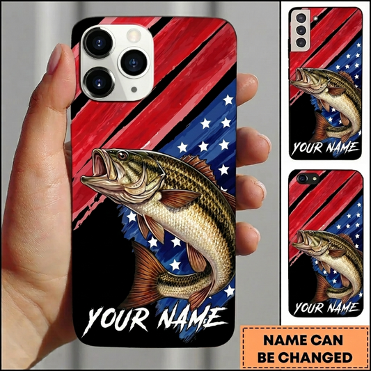 Maxcorners Vintage American Theme Illustration Custom Name Fishing Phone Case