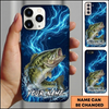 Maxcorners Electric Blue Lightning Splash Custom Name Fishing Phone Case