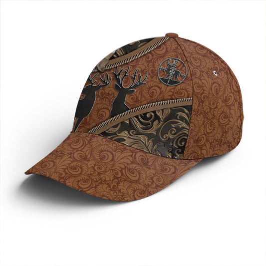 Maxcorners Hunting Deer Leather Style Baseball Cap LM0402