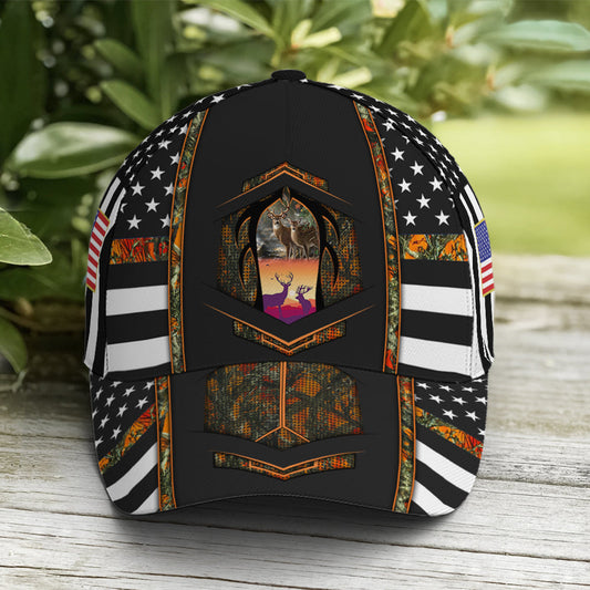 Maxcorners Hunting Orange Camouflage US Flag Baseball Cap LM0402