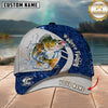 Maxcorners Blue Graffiti Pattern Split Panel & Splash Water Custom Name Fishing Cap