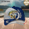 Maxcorners Blue Graffiti Pattern Split Panel & Splash Water Custom Name Fishing Cap