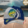 Maxcorners Blue Graffiti Pattern Split Panel & Splash Water Custom Name Fishing Cap