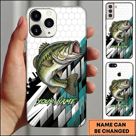 Maxcorners Fishing Phone Case Hexagon Honeycomb Pattern Custom Name Phone Case