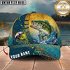Maxcorners Ocean Blue Gold Splash Custom Name Fishing Cap