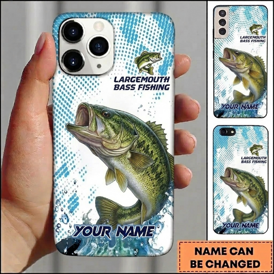 Maxcorners Fishing Phone Case Halftone Dot Background Custom Name Phone Case