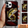 Maxcorners Red Diagonal Lines Custom Name Fishing Phone Case