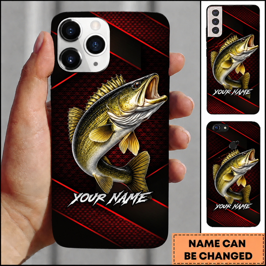 Maxcorners Red Diagonal Lines Custom Name Fishing Phone Case