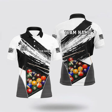 Maxcorners Billiard Grunge Style Black Version Name Polo Shirts