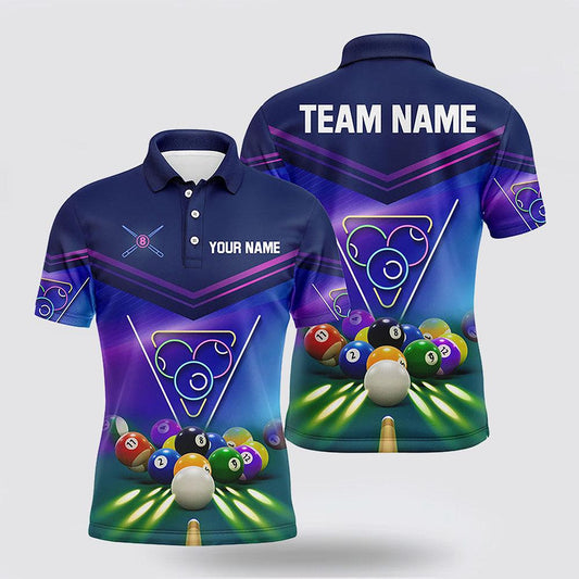 Maxcorners Neon Light Billiard Balls Pool Name Pool Shirts