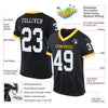 Maxcorners Custom Black White-Gold Mesh Authentic Throwback Football Jersey LM2605