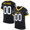 Maxcorners Custom Black White-Gold Mesh Authentic Throwback Football Jersey LM2605