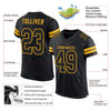 Maxcorners Custom Black Black-Gold Mesh Authentic Football Jersey LM2605
