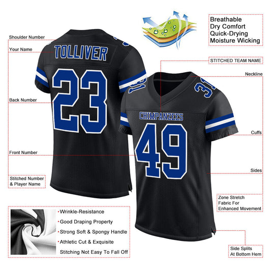 Maxcorners Custom Black Royal-White Mesh Authentic Football Jersey LM2605