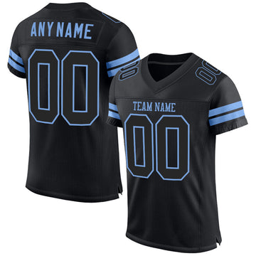 Maxcorners Custom Black Black-Light Blue Mesh Authentic Football Jersey LM2605