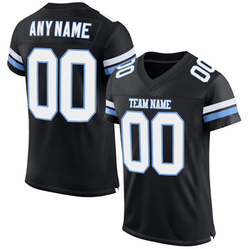 Maxcorners Custom Black White-Light Blue Mesh Authentic Football Jersey LM2605